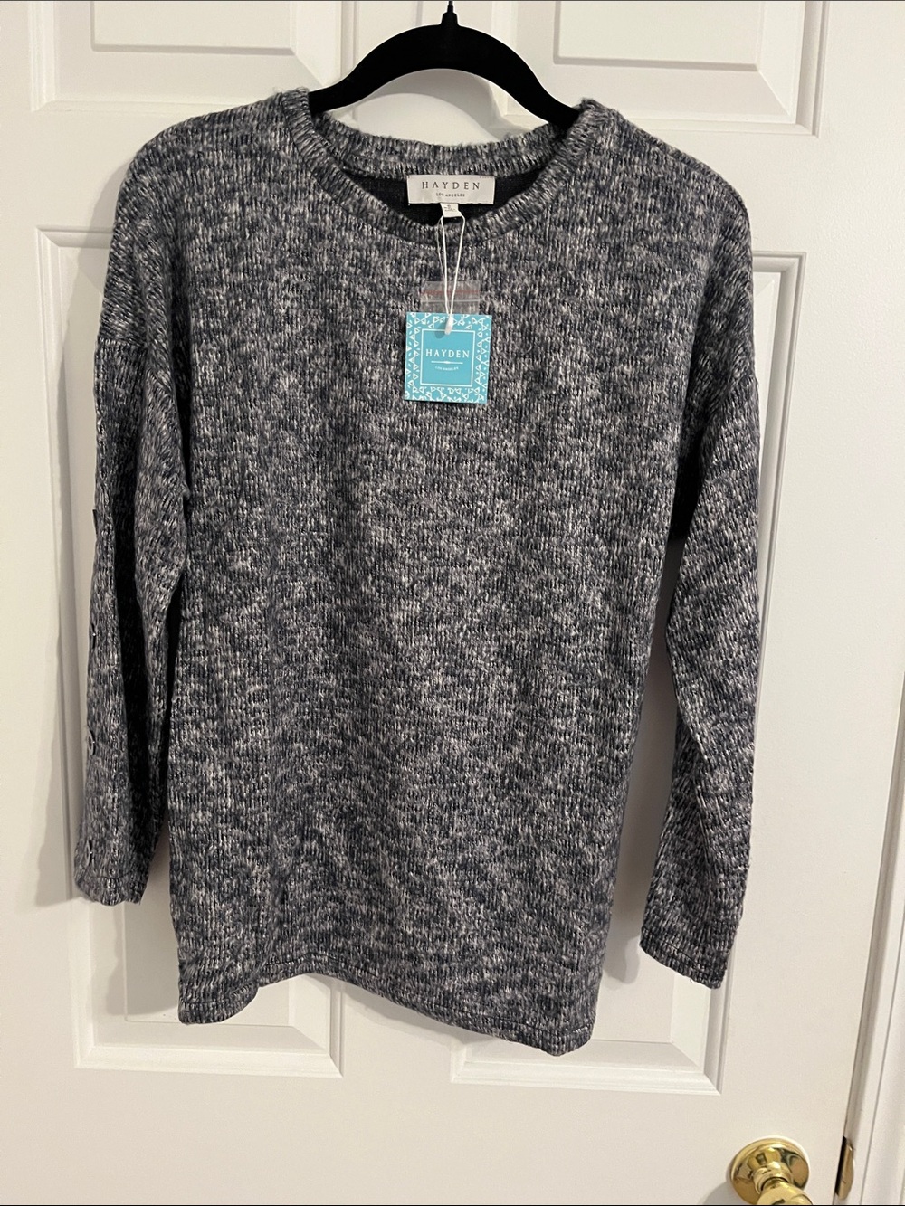 Hayden Marled Heather Gray Crewneck Sweater